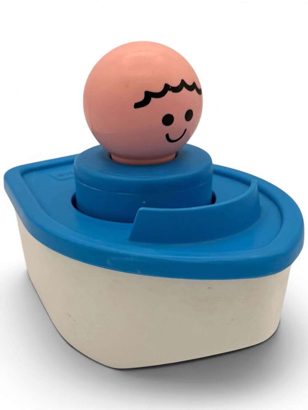 Vintage Fisher-Price #411 Jumbo Floating Bath Boat with Sailor Figure